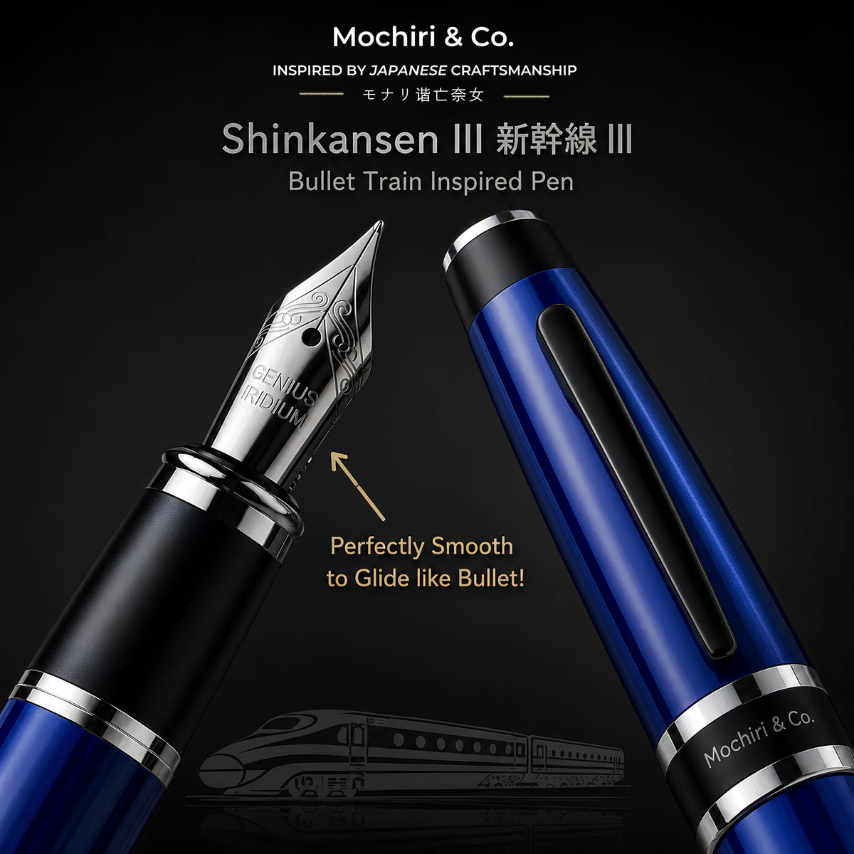 Mochiri & Co. Shinkansen III fountain pen in polished metal, detail view 4