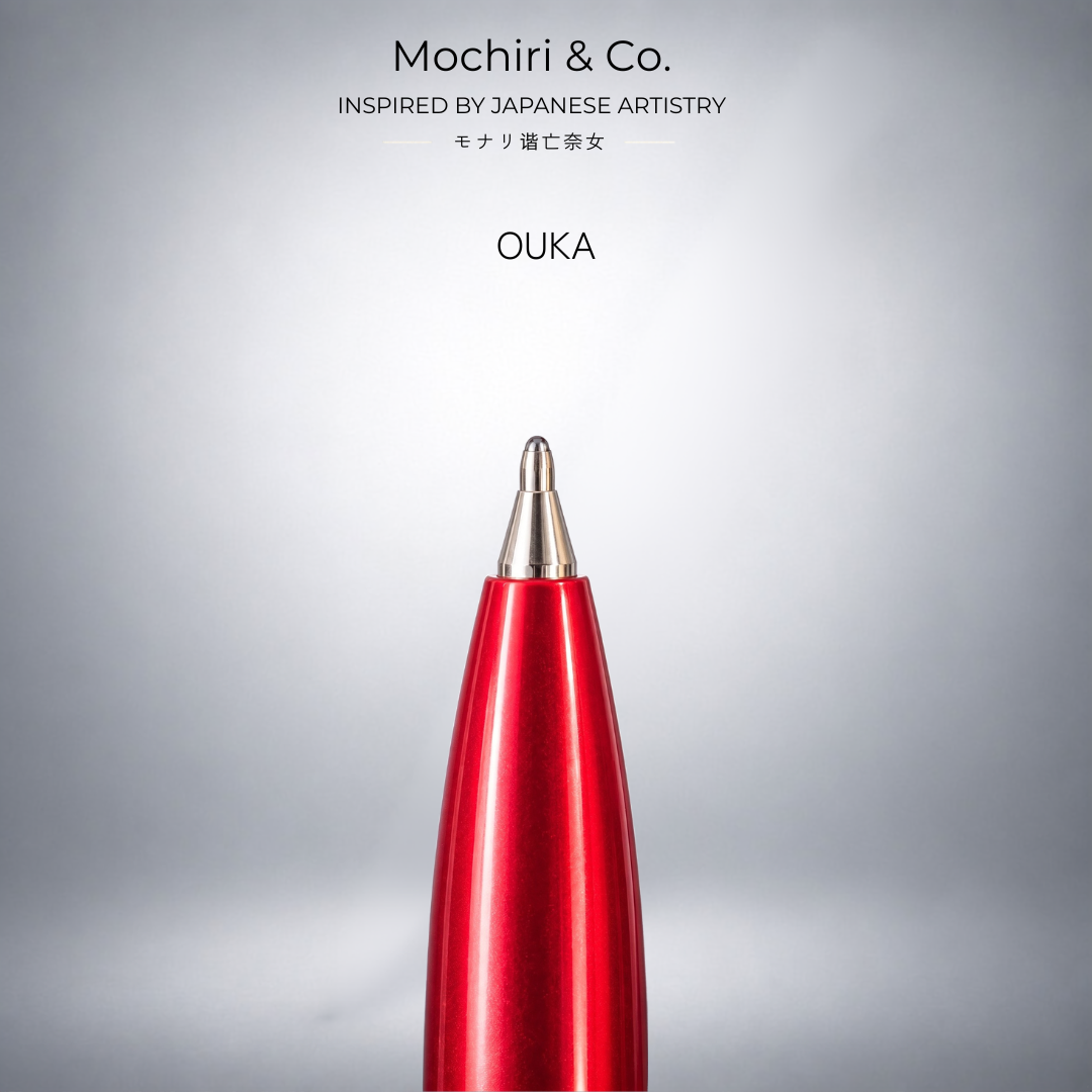 Mochiri & Co. Ouka set of three tapered metal roller pens in red, blue and burgundy, detail view 2