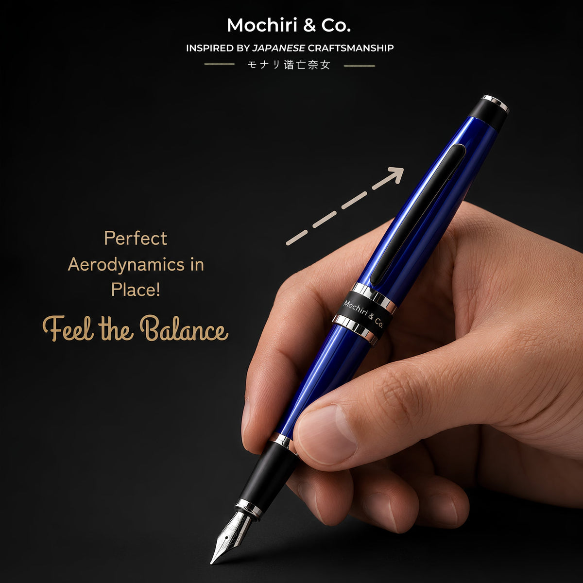 Mochiri & Co. Shinkansen III fountain pen in polished metal, detail view 5