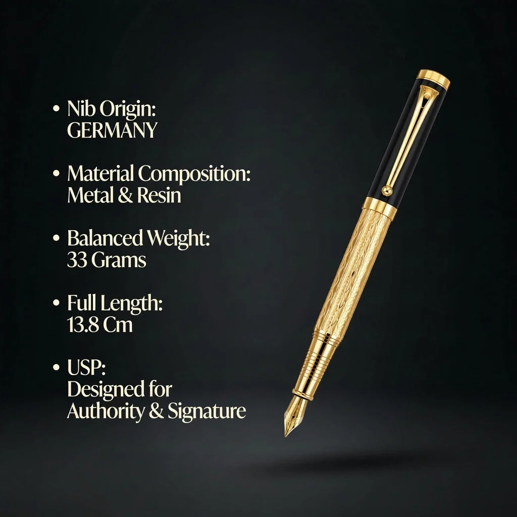 Mochiri & Co. Ō-Tei II fountain pen in black and gold, detail view 5