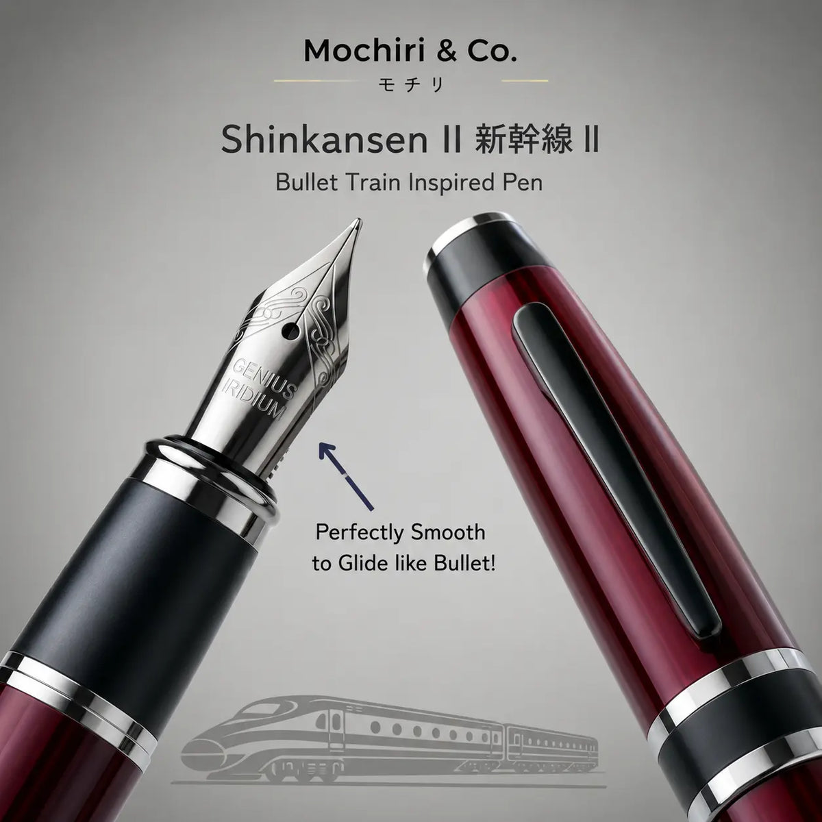 Mochiri & Co. Shinkansen II fountain pen in polished metal, detail view 3