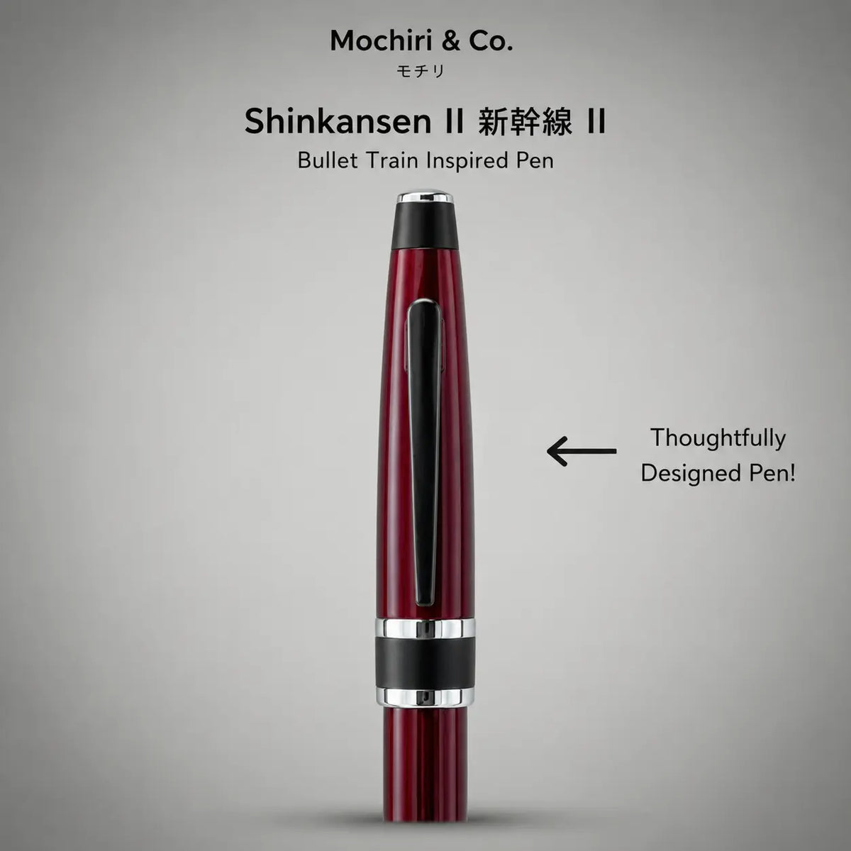 Mochiri & Co. Shinkansen II fountain pen in polished metal, detail view 5
