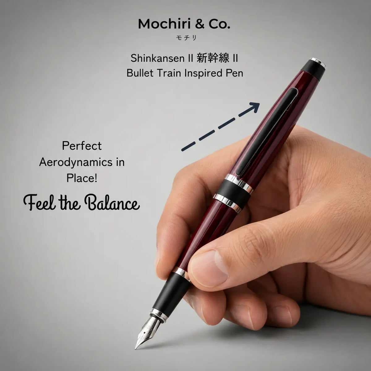Mochiri & Co. Shinkansen II fountain pen in polished metal, detail view 6