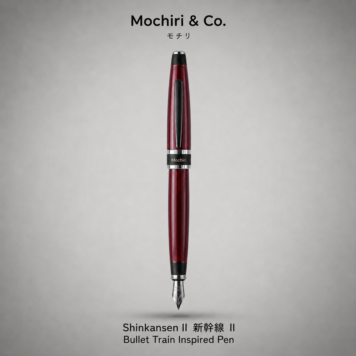 Mochiri & Co. Shinkansen II fountain pen in polished metal with silver accents