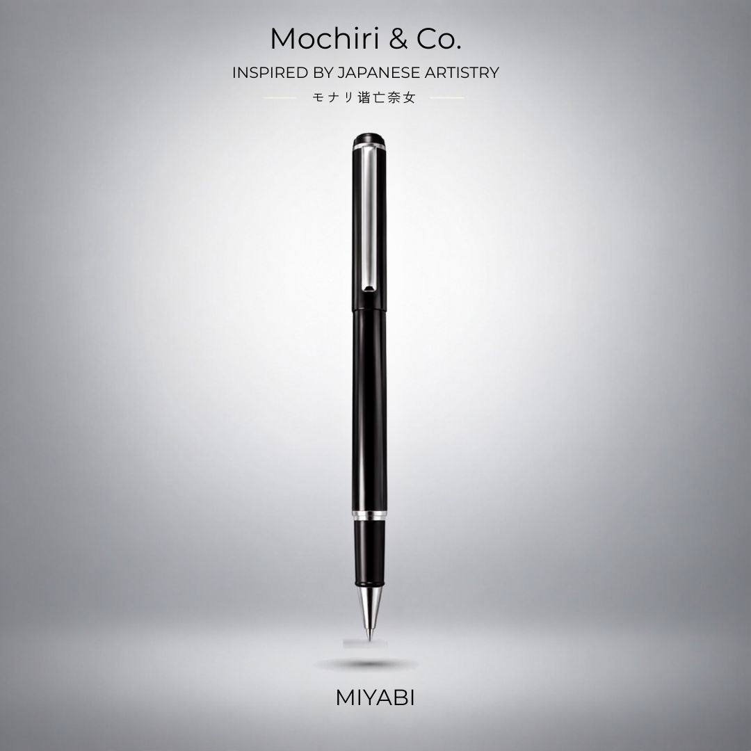 Mochiri & Co. Miyabi roller pen with cylindrical metal body and polished accents