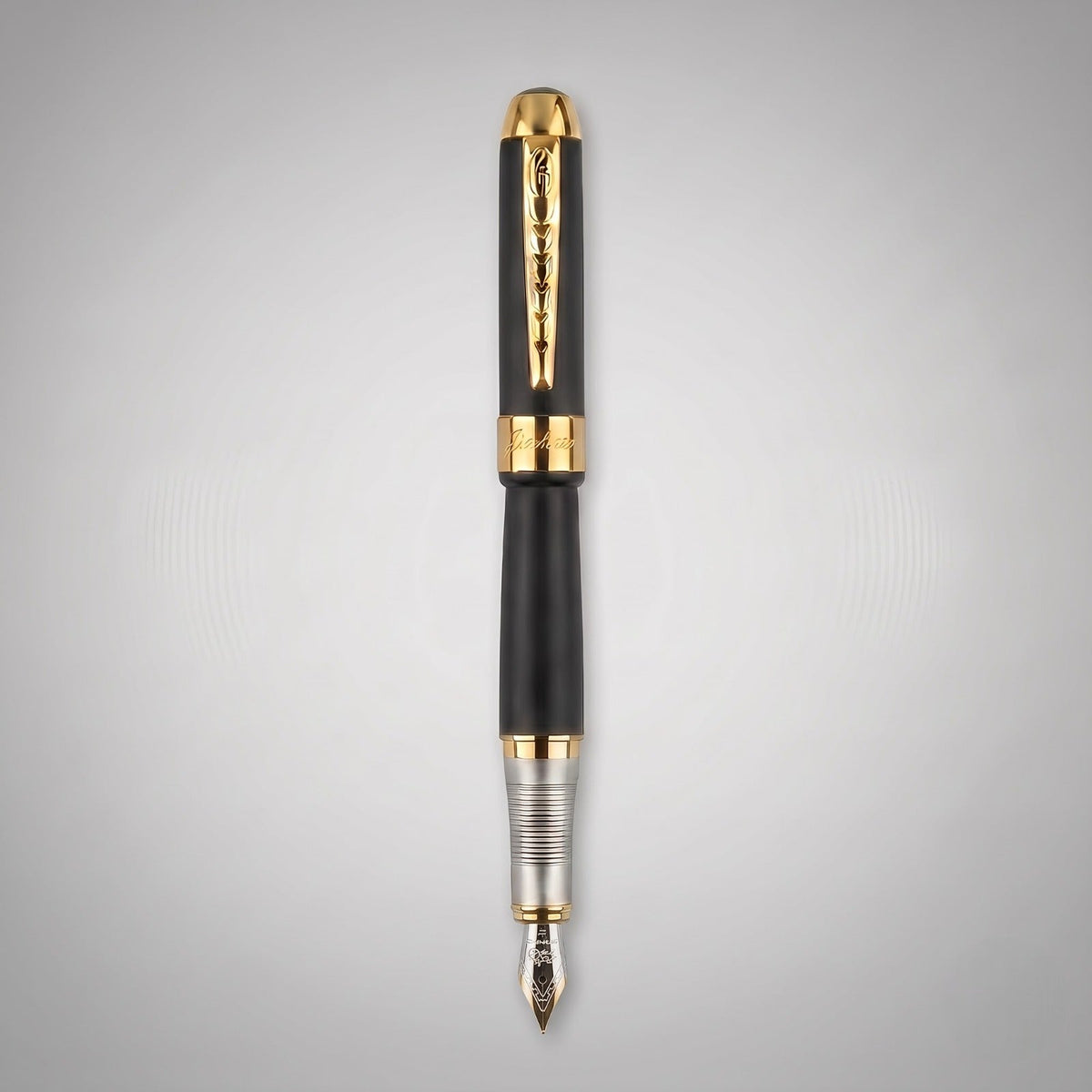 Jinhao fountain pen in matte black with gold trim and fine nib