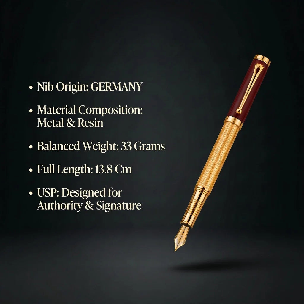 Mochiri & Co. Ō-Tei fountain pen in black resin and gold, detail view 3
